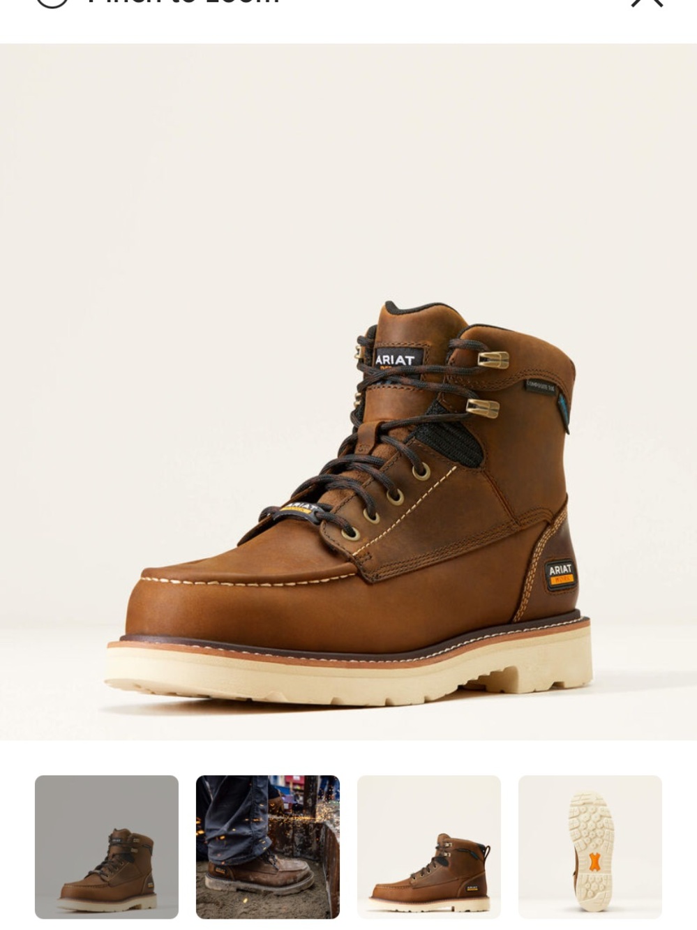 Ariat Rebar Lift 6”Brown Work Boot with composite toe